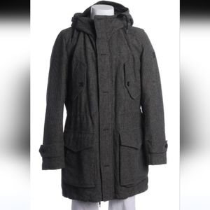 Hugo Boss Orange Grey Gray Heathered Parka Style Coat